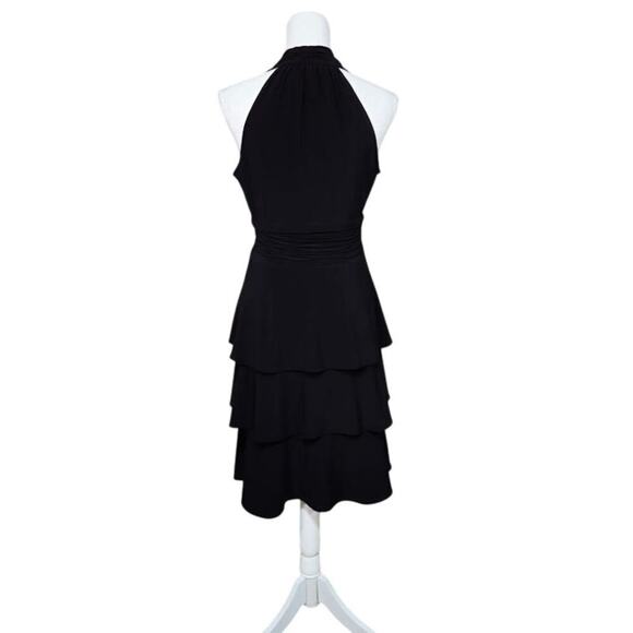 Evan Picone Halter Dress Women Size 6 Black Event Feminine Dramatic Cocktail - Picture 2 of 9